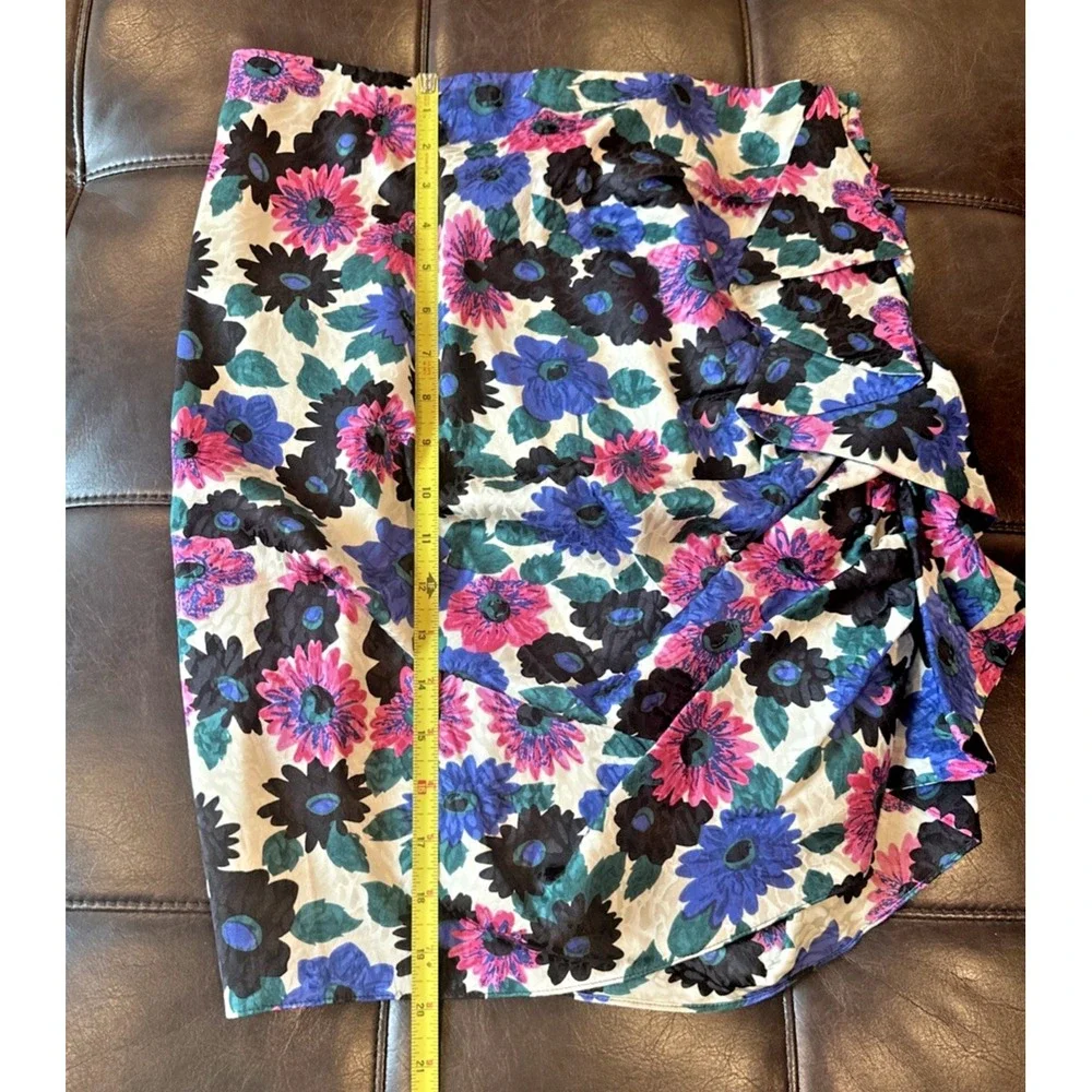 Veronica Beard Women Size 8‎ Ravello Floral Ruffle Ruched Skirt Silk Pink Multi